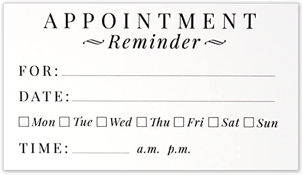 RXBC2011 Appointment Reminder Cards Pack of 100 Chalkboard Black and White 